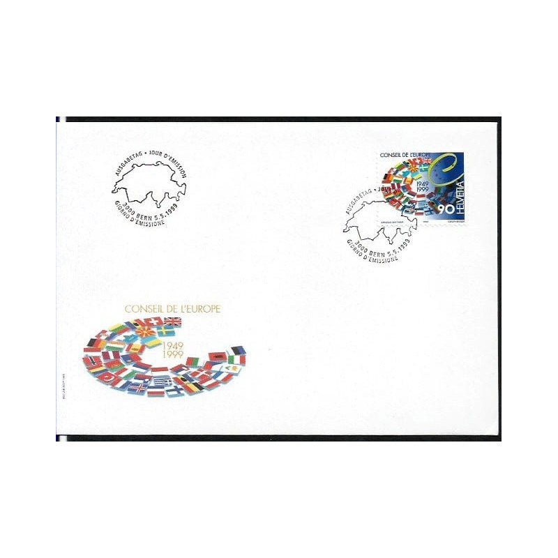 Szwajcaria 1999, Rada Europy, polska flaga. FDC