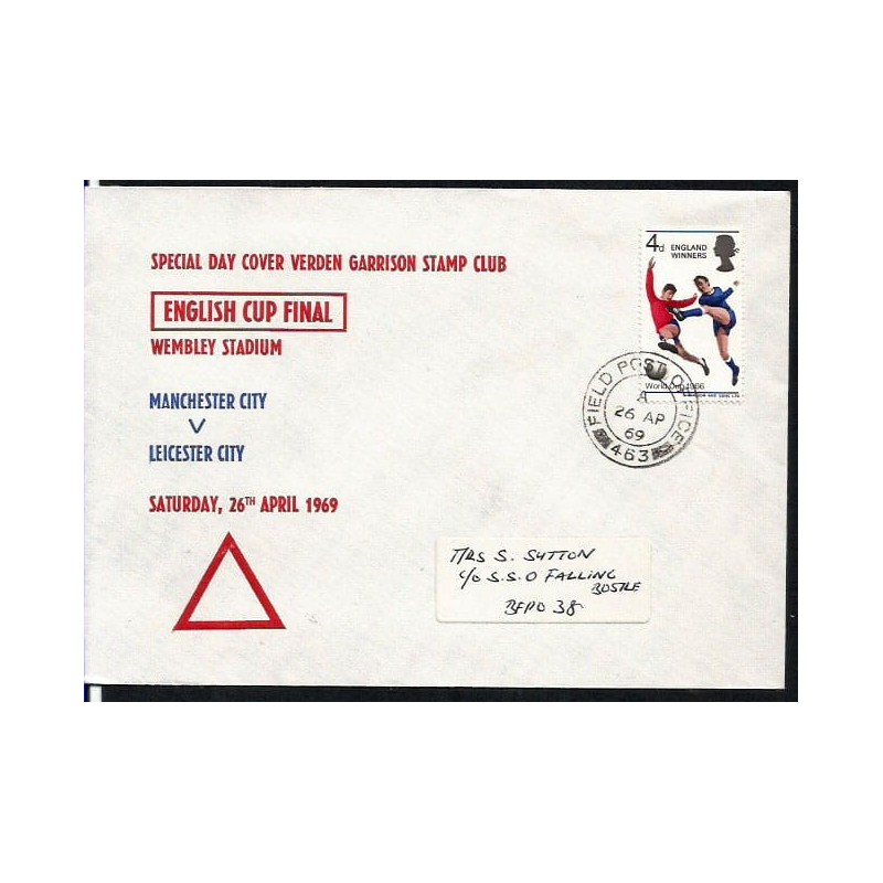 Wielka Brytania 1969, Piłka nożna, Puchar Anglii, Manchester-Leicester. Field Post Office