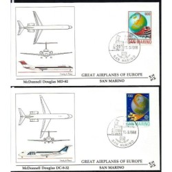 San Marino 1988, EUROPA CEPT: transport, lotnictwo, kolej. FDC