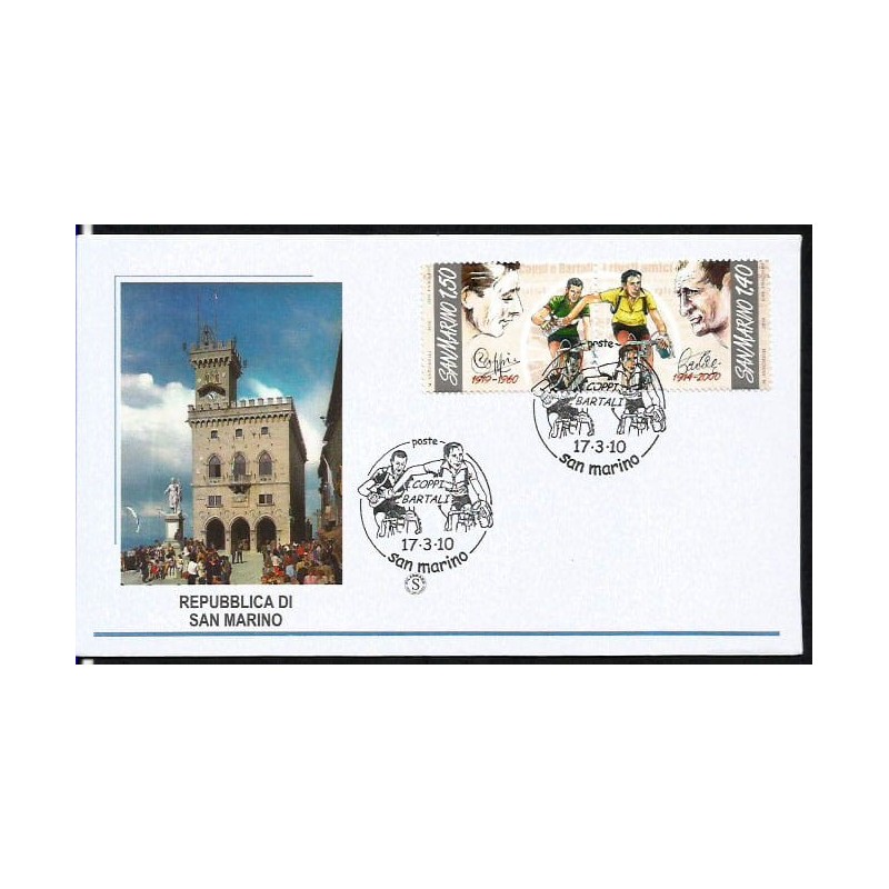 San Marino 2010, Kolarstwo, rower, Coppi, Bartali. FDC