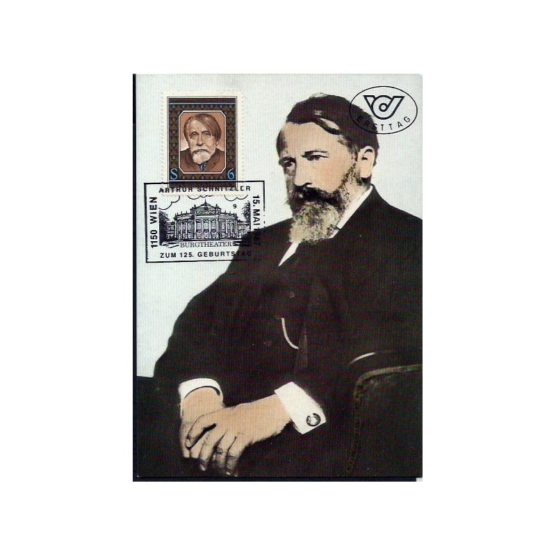 Austria 1987, A. Schnitzler, teatr, literatura. Karta maksimum