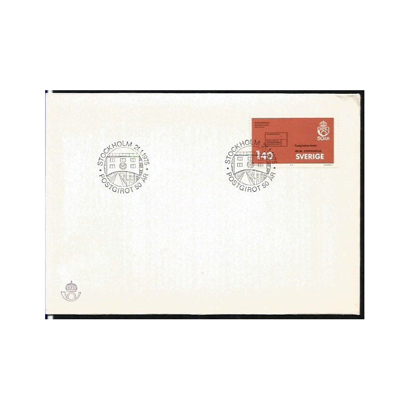 Szwecja 1975, Przekaz pocztowy. CZ. SŁANIA. FDC