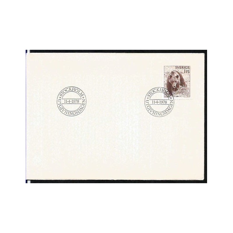 Szwecja 1978, Niedźwiedź. CZ. SŁANIA. FDC