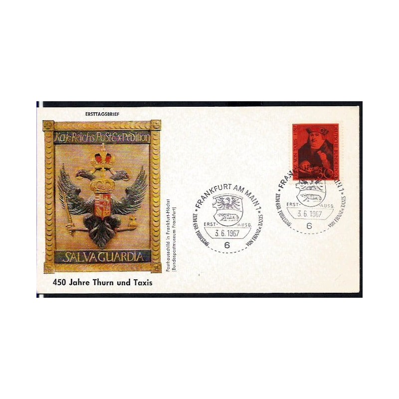 Niemcy 1967, Franciszek Von Taxis, poczta. FDC