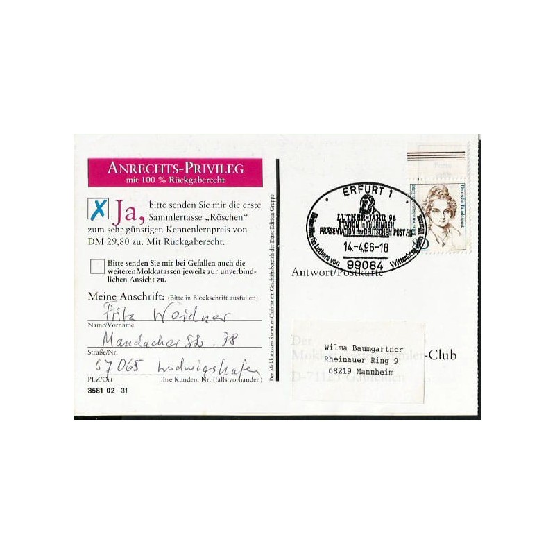 Niemcy 1996, Marcin Luter, reformacja. Erfurt