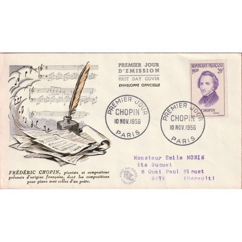 Francja 1956, Muzyka, F. Chopin. FDC