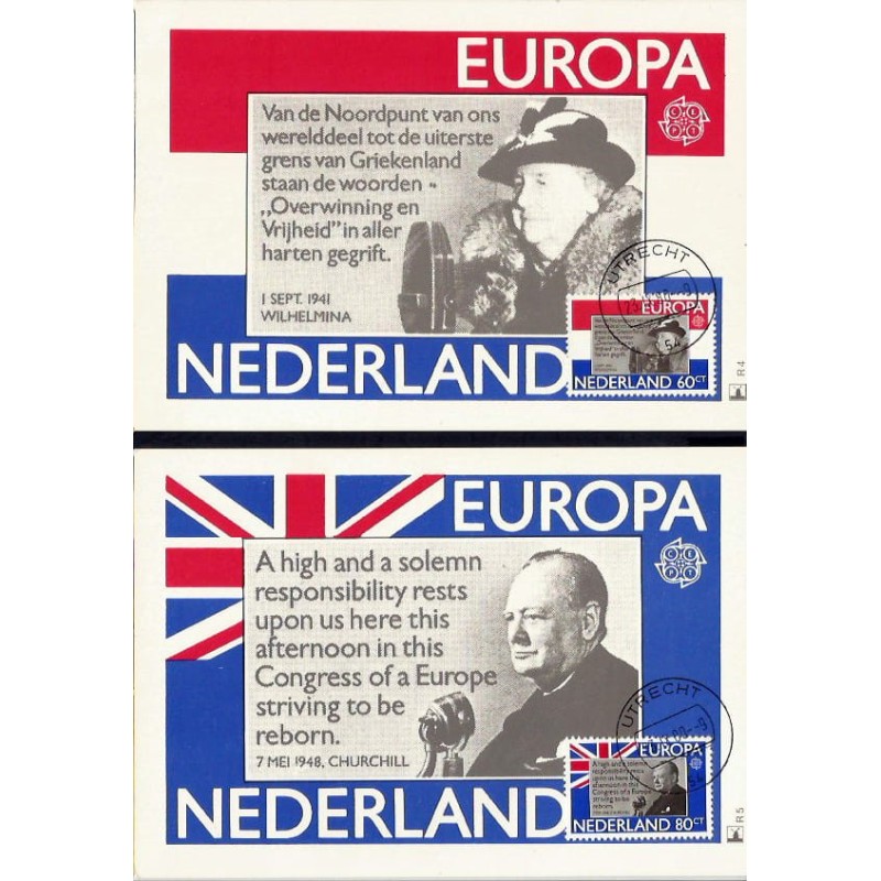 Holandia 1980, EUROPA CEPT: Churchill i królowa Wilhelmina. Karta maksimum