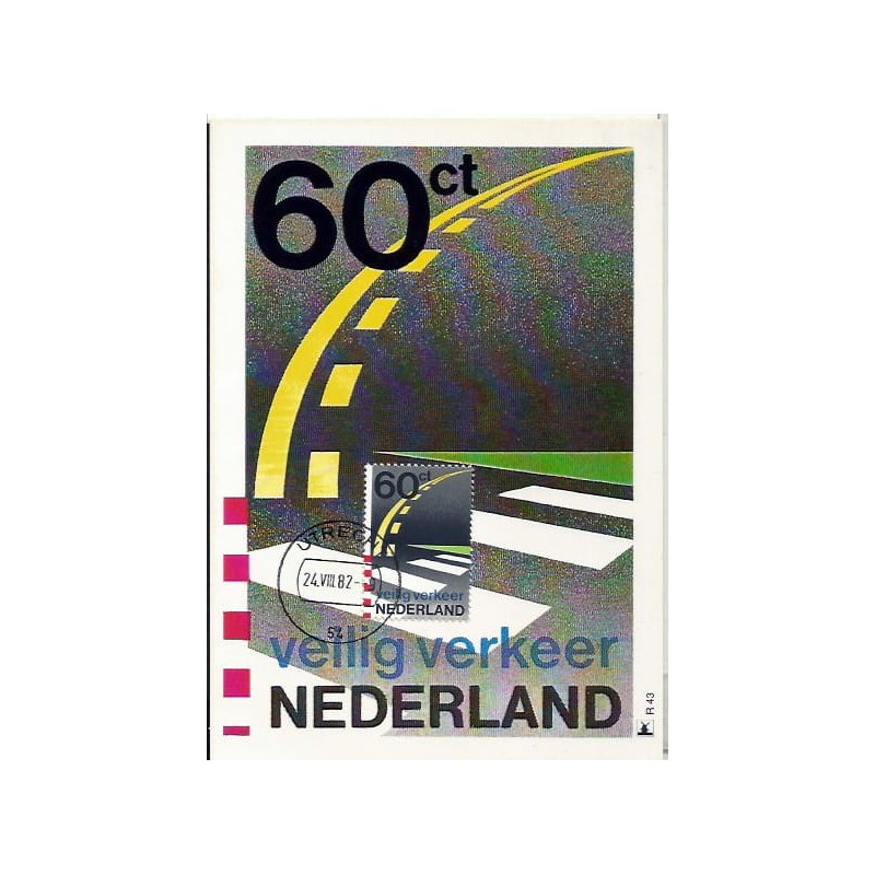 Holandia 1982, Bezpieczeństwo na drodze, motoryzacja. Karta maksimum