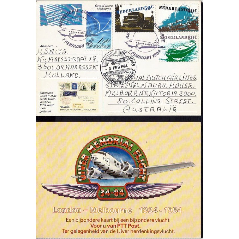 Holandia 1984, Samolot, lot okolicznościowy Australia Melbourne