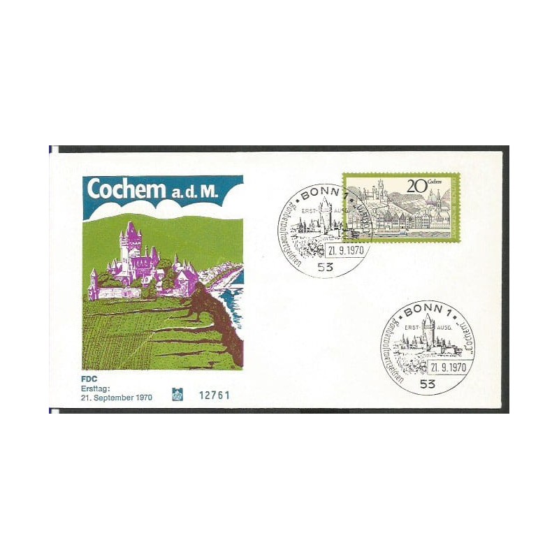 Niemcy 1970, Cochem, rycina. FDC
