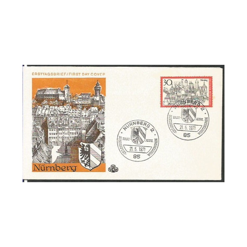 Niemcy 1971, Norymberga, rycina. FDC