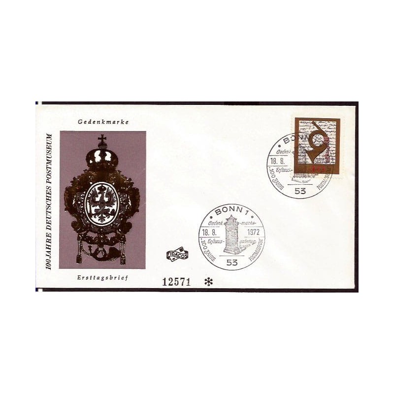 Niemcy 1972, Poczta, skrzynka pocztowa. FDC