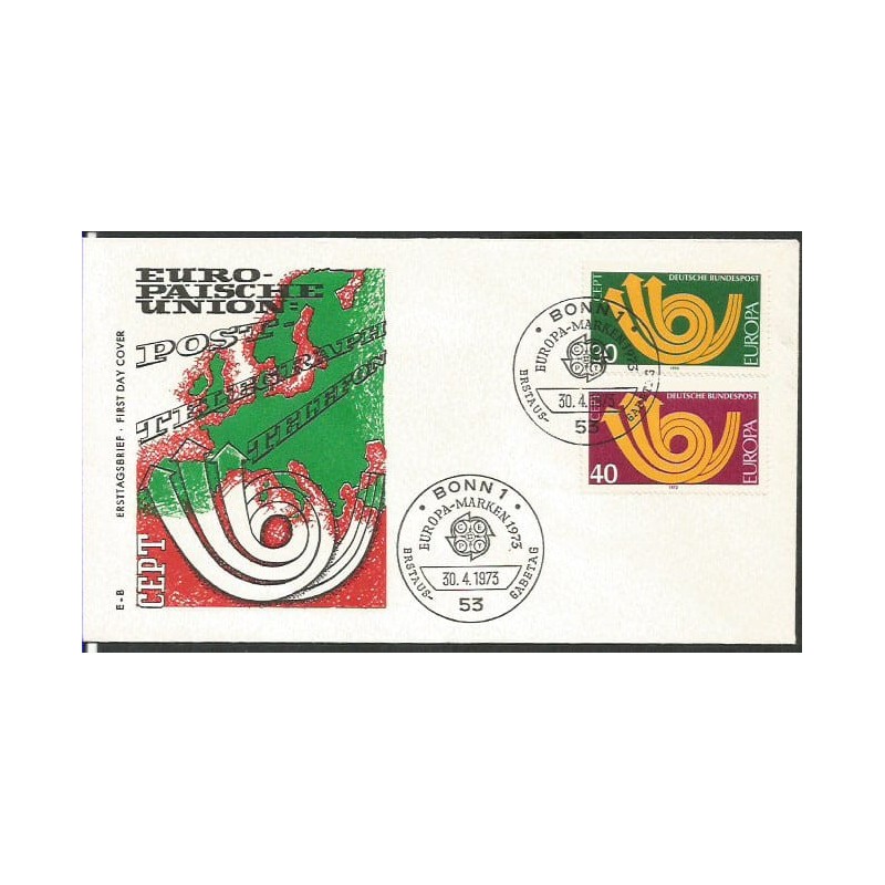 Niemcy 1973, EUROPA CEPT, poczta. FDC
