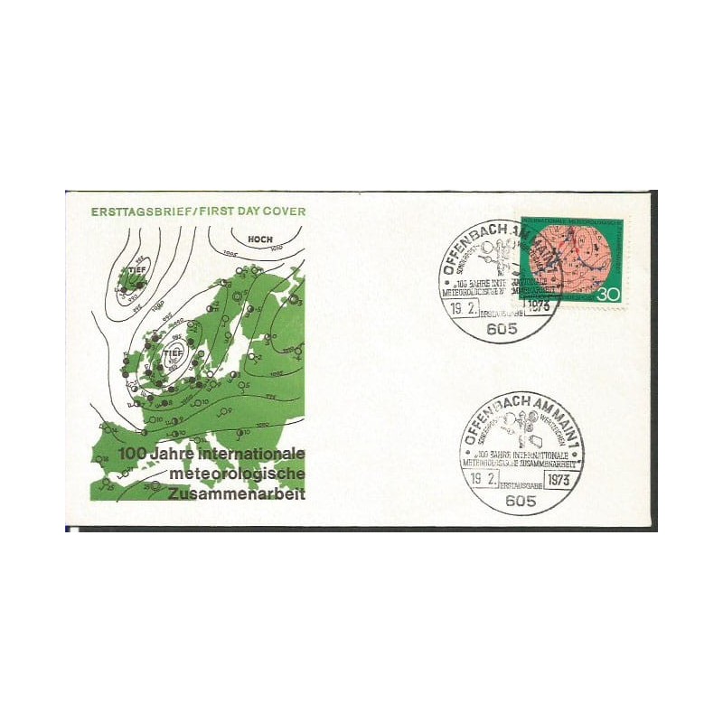 Niemcy 1973, Meteorologia, pogoda, mapa. FDC