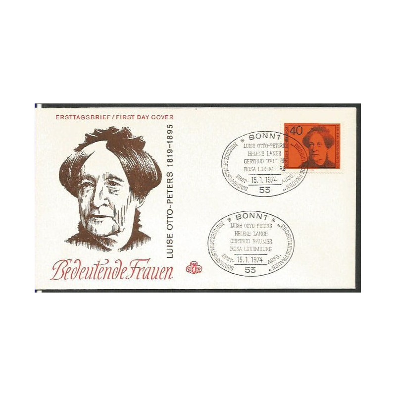 Niemcy 1974, Kobiety: L. Otto Peters. FDC z datownikiem Róża Luksemburg