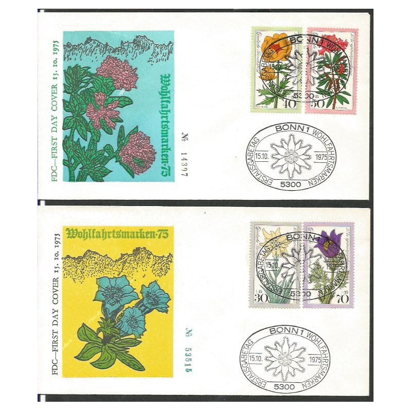Niemcy 1975, Kwiaty. 2 FDC.