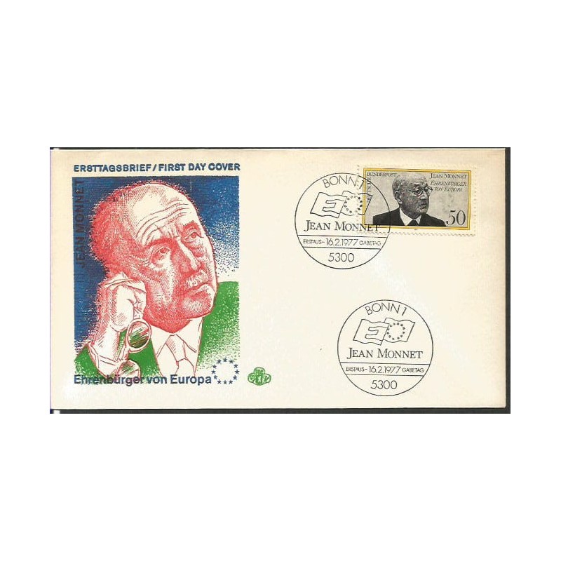 Niemcy 1977, Jean Monnet, Unia Europejska. FDC.