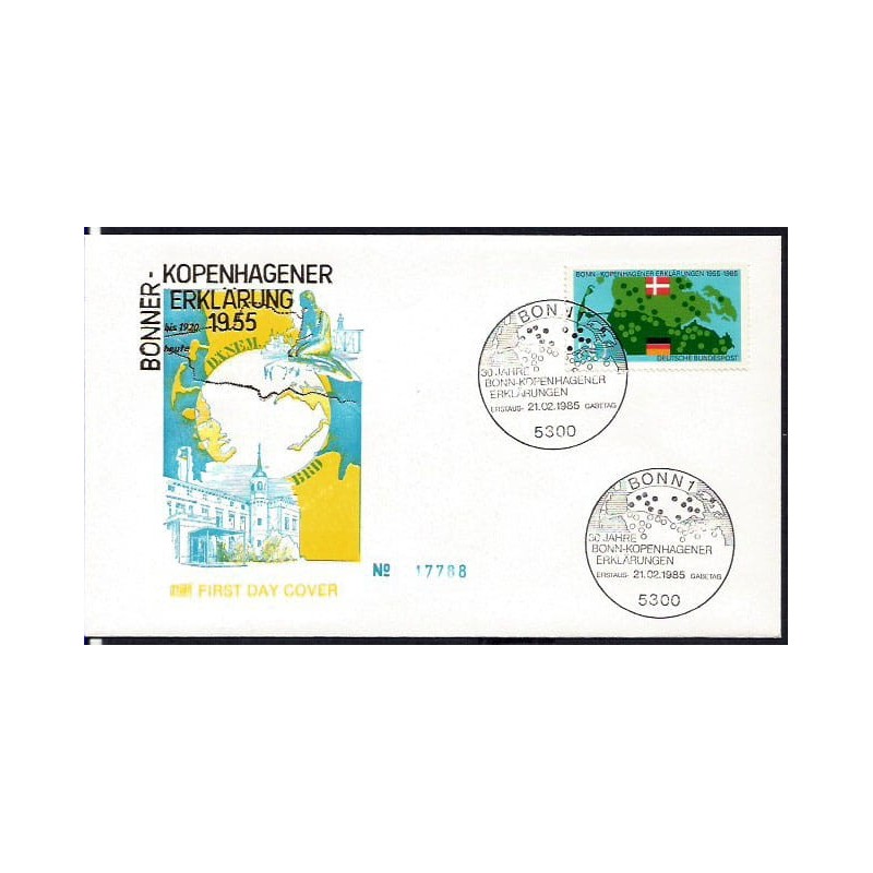 Niemcy 1985, Dania, traktat, granica. FDC