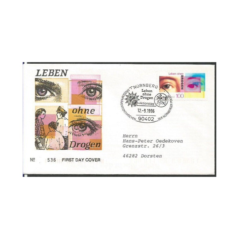 Niemcy 1996, Narkotyki, używki, medycyna. FDC