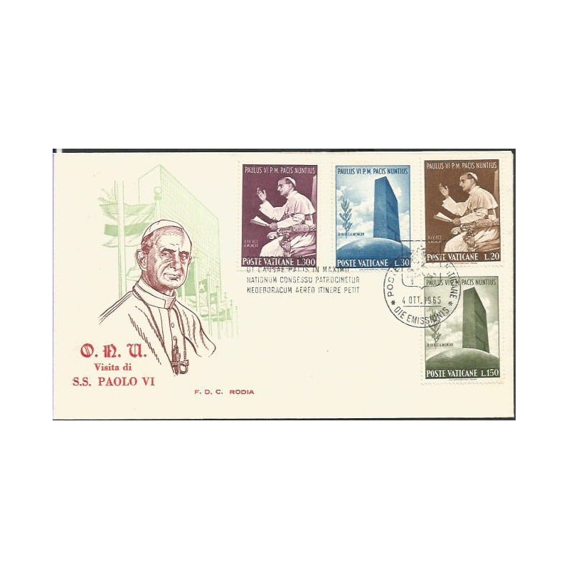 Watykan 1965, ONZ, papież Paweł VI. FDC