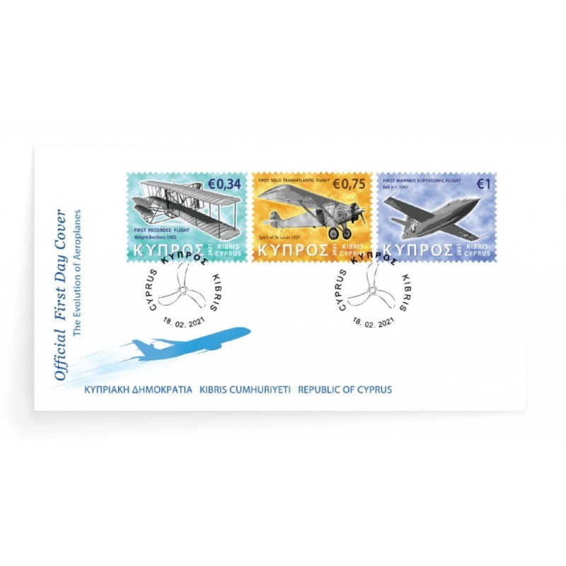 Cypr 2021, Samoloty, lotnictwo. FDC