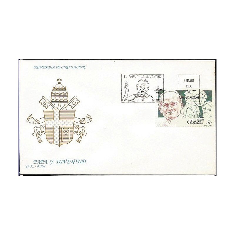 Hiszpania 1989, Papież Jan Paweł II. FDC Madryt