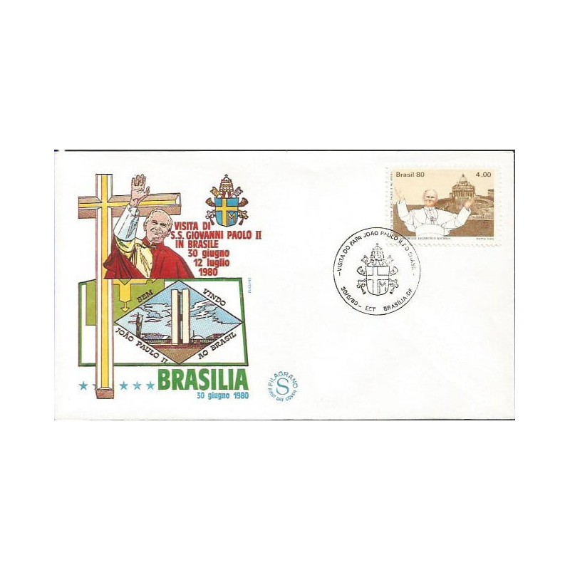 Brazylia 1980, Papież Jan Paweł II. Datownik Brasilia