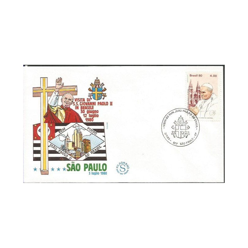 Brazylia 1980, Papież Jan Paweł II. Datownik Sao Paulo