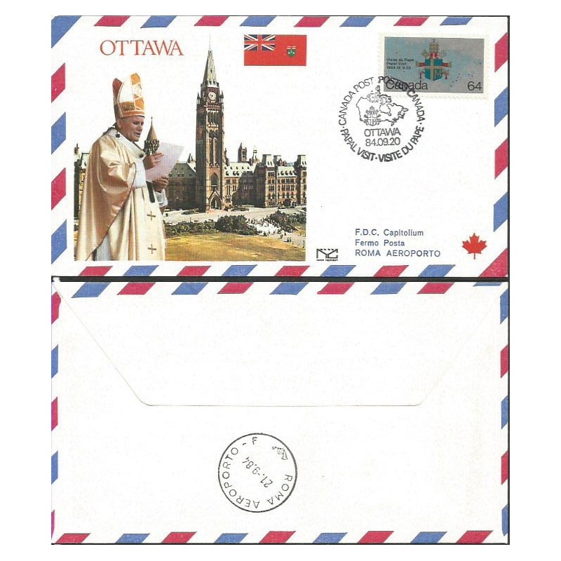 Kanada 1984, Papież Jan Paweł II. Lot do Rzymu