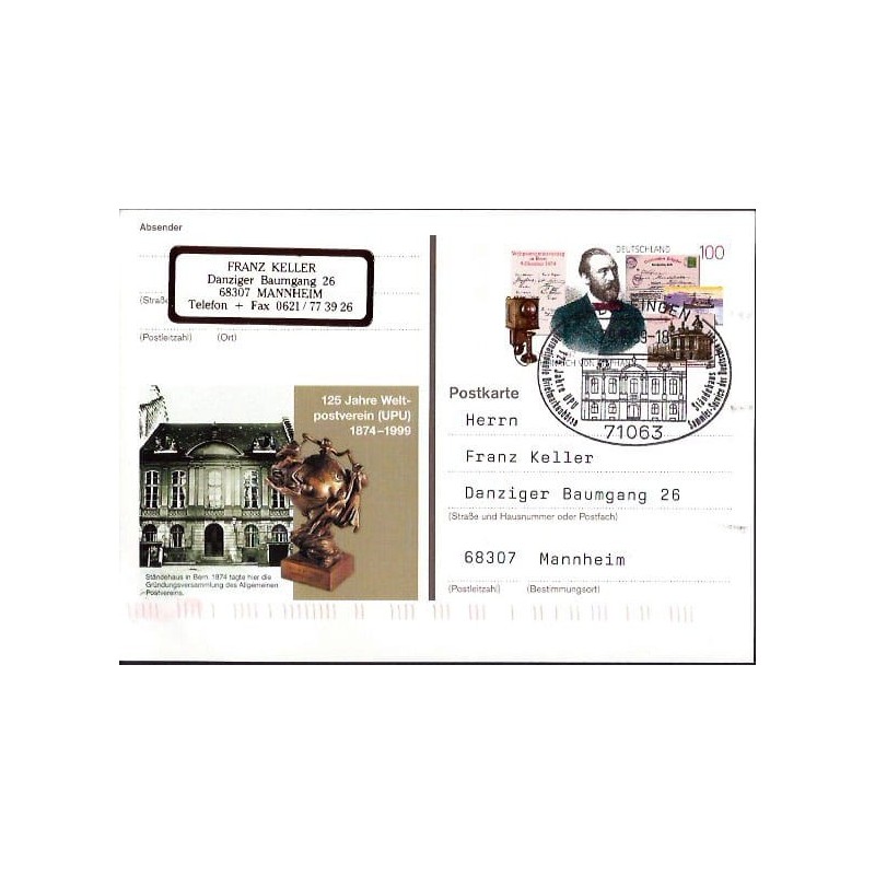 Niemcy 1999, H. von Stephan, UPU. Sindelfingen