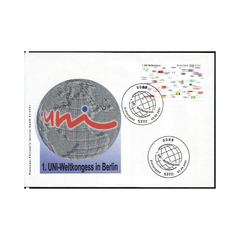 Niemcy 2001, UNI kongres, związku zawodowe, flagi. FDC