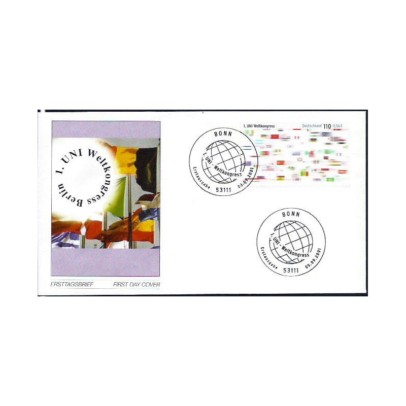 Niemcy 2001, UNI kongres, związku zawodowe, flagi. FDC
