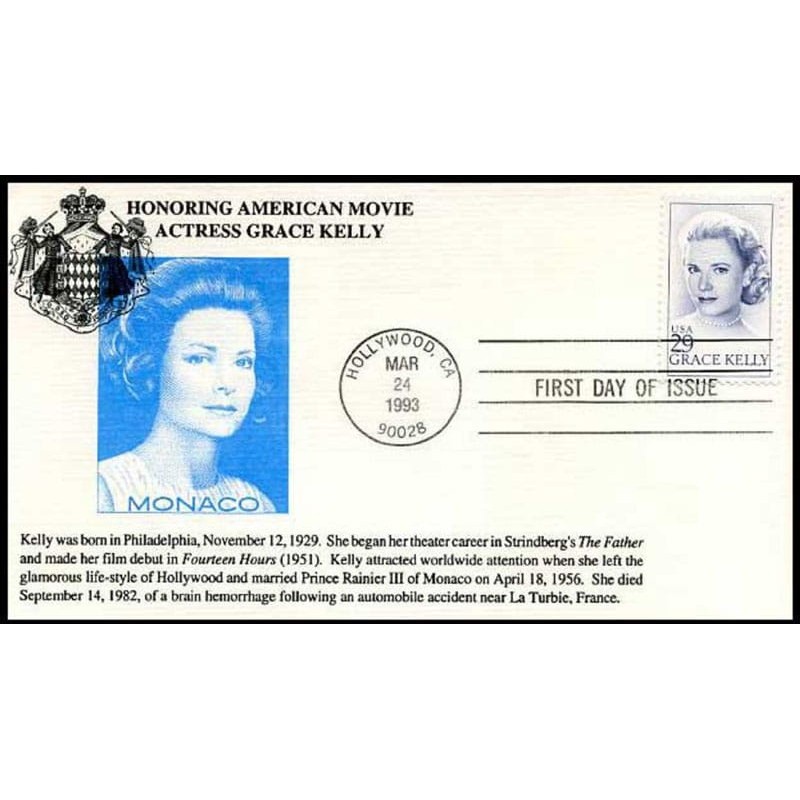 USA 1993, Grace Kelly, film. CZ. SŁANIA. FDC