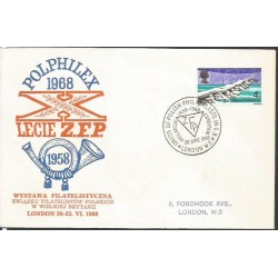 Wielka Brytania 1968, Związek Filatelistów Polskich. Londyn, ilustrowana koperta