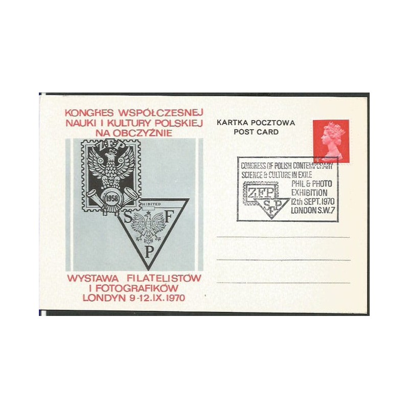 Wielka Brytania 1970, Nauka i sztuka polska, fotografia i filatelistyka. Londyn, ilustrowana kartka