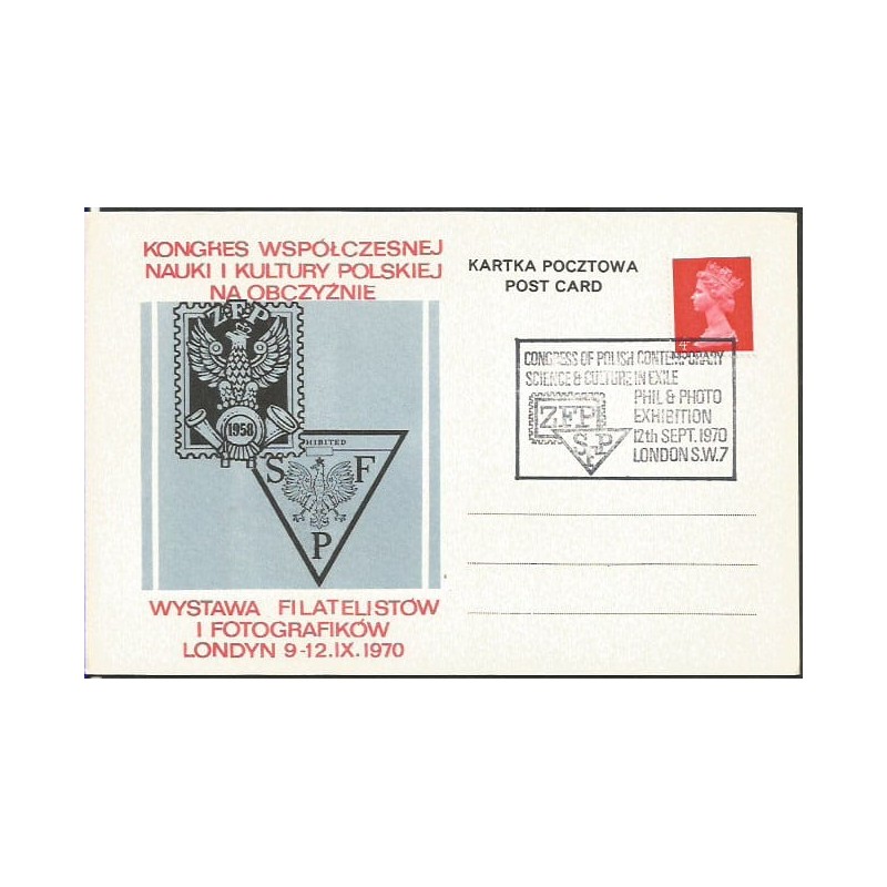 Wielka Brytania 1970, Nauka i sztuka polska, fotografia i filatelistyka. Londyn, ilustrowana kartka