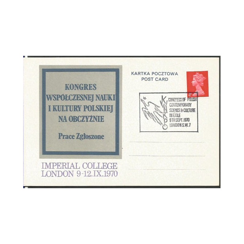 Wielka Brytania 1970, Nauka i sztuka polska. Londyn, ilustrowana kartka