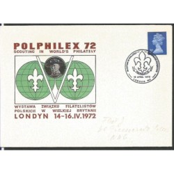 Wielka Brytania 1972, Harcerstwo, numizmatyka, filatelistyka, Polphilex. Londyn, ilustrowana koperta