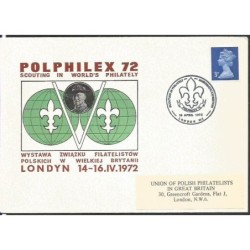 Wielka Brytania 1972, Harcerstwo, numizmatyka, filatelistyka, Polphilex. Londyn, ilustrowana koperta