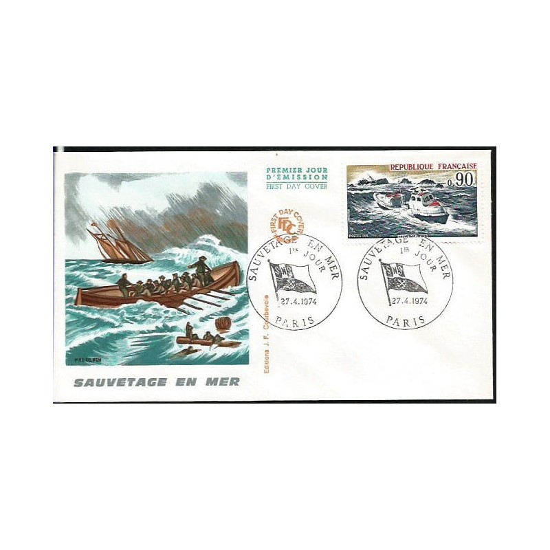 Francja 1974, Ratownictwo, straż przybrzeżna. FDC