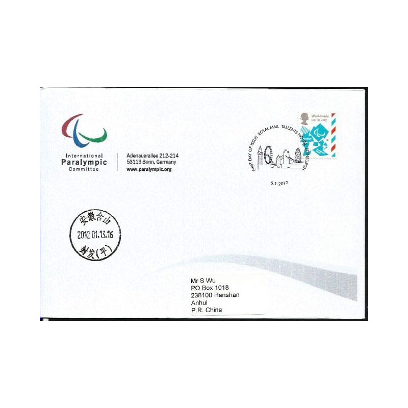 Wielka Brytania 2012, Letnia paraolimpiada Londyn. FDC