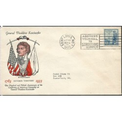 USA 1933, Tadeusz Kościuszko. FDC