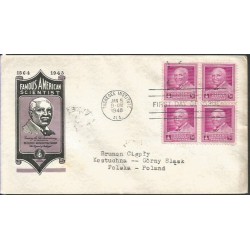 USA 1948, G. W. Carver, botanika, rolnictwo. FDC z obiegu do Polski