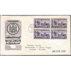 USA 1948, Stan Wisconsin. FDC z obiegu do Polski