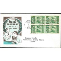 USA 1964, Bracia Mayo, medycyna. FDC z obiegu do Polski