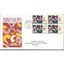 USA 1964, Sztuka współczesna. FDC z obiegu do Polski