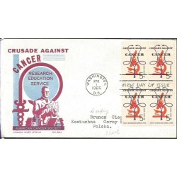 USA 1965, Medycyna, rak. FDC z obiegu do Polski