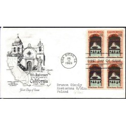 USA 1969, Kalifornia, osadnictwo. FDC z obiegu do Polski