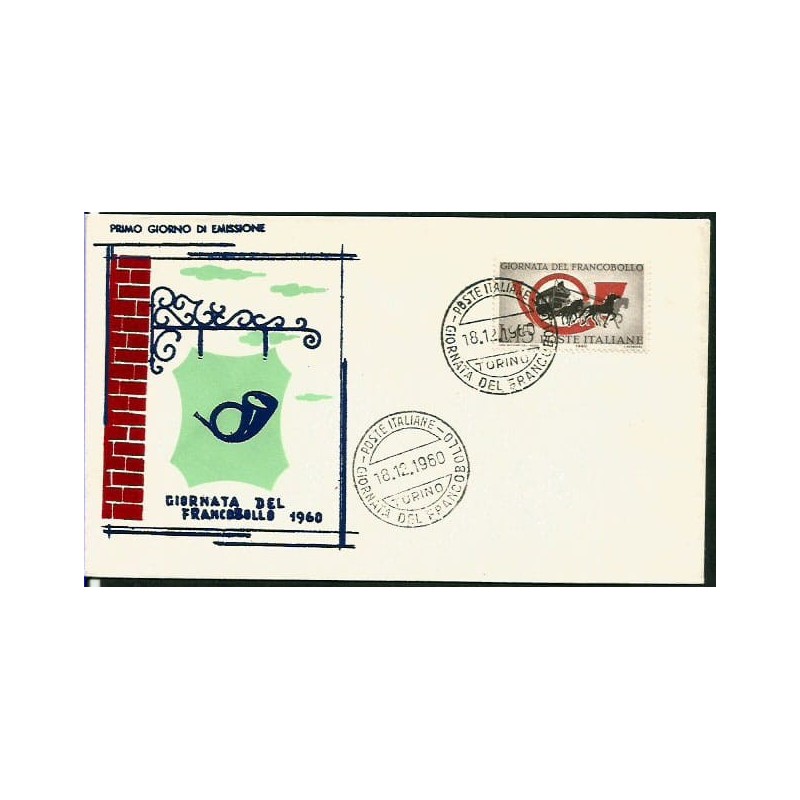 Włochy 1960, Dzień znaczka, poczta, dyliżans. FDC
