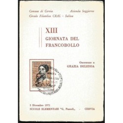 Włochy 1971, Dzień znaczka, G. Deledda, Nobel, literatura. Karnet